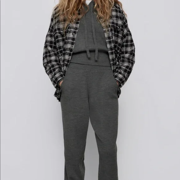 ZARA Hooded Crop Kangaroo Sweatshirt Hoodie M - Picture 6 of 15